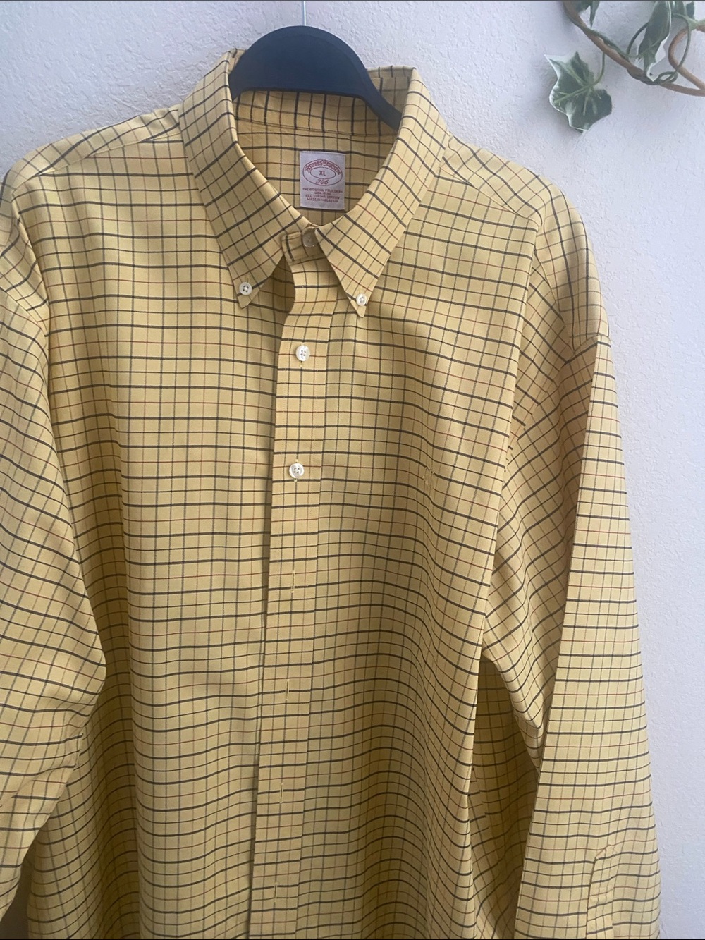 Brooks Brothers Yellow Windowpane Button-Down Shirt